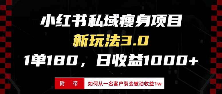 小红书瘦身项目3.0模式，新手小白日赚收益1000+(附从一名客户裂变收益...-热点1站 - 热点知汇专注网赚项目资源知识聚汇